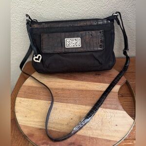 Brighton Black and Brown Jennifer Organizer Crossbody Bag with Adjustable Strap